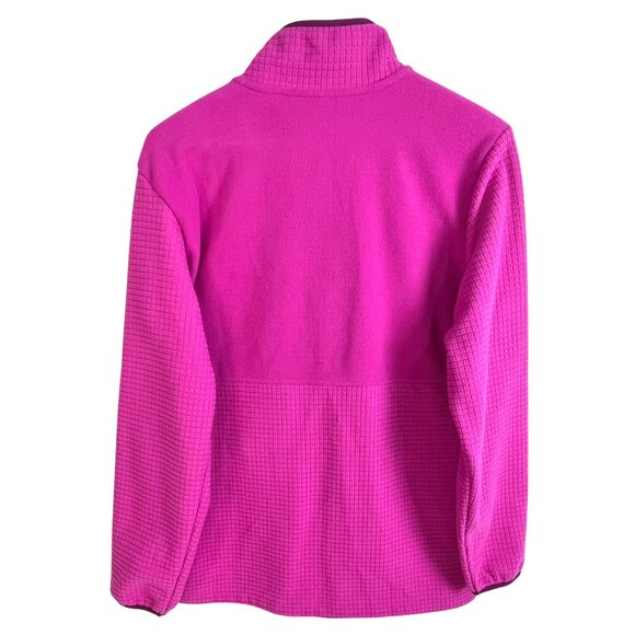 Lands End Grid Waffle Fleece Jacket Pink XL Lightweight Preppy Gorpcore Full Zip - Picture 7 of 12